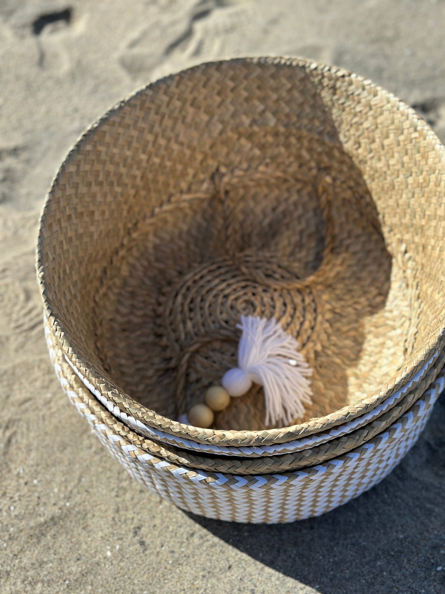 Extra Large Seagrass Woven Storage Baskets Set of 4, Wicker Baskets for Organizing, Nursery and Home Storage